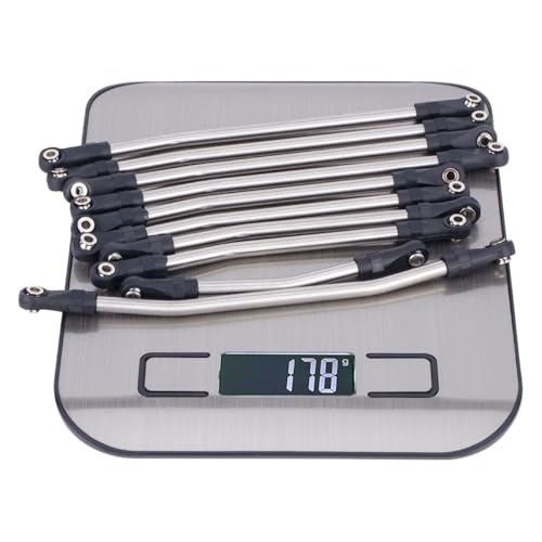 10Pcs Stainless Steel Links Rod Set with Ball End 313/324mm Wheelbase for 1/10 RC Crawler Car Axial SCX10 II 90046 Upgrade Parts (324mm)