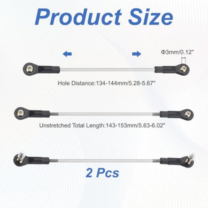 MECCANIXITY 2Pcs Adjustable Turnbuckles Camber Link, 134-144mm Turnbuckle Rod Steering Servo Linkage with M3 Ball Head Rod Ends for RC Car Replace Parts - size: 134-144mm