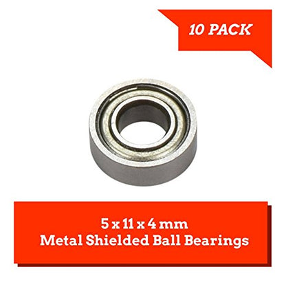 10 Pack 5x11x4mm Metal Shielded Ball Bearings MR115ZZ - Apex RC Products #1925M