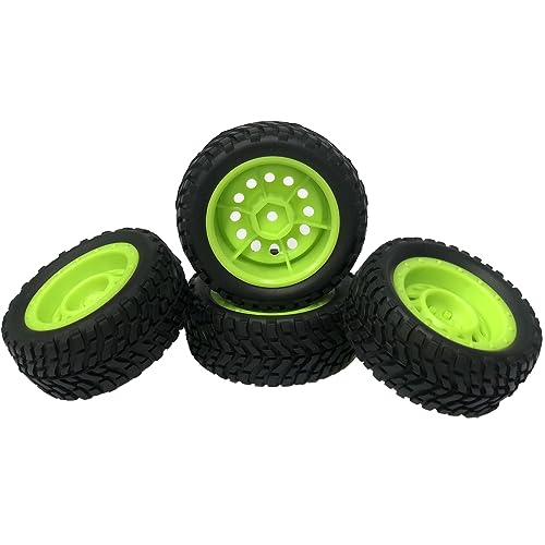 4PCS 75mm Rubber Tyres Tires with Foam Inserts and Plastic Wheel Rims 12mm Hex for 1/10 On-Road RC Drift Touring Car 1/14 1/16 1/18 Rally Car Replacement Parts(V-Green) - color: V-green