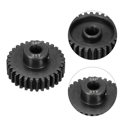 32P Steel Pinion Gear Set 31T for 5mm Shaft Hardened Steel Pinion Gear with Shaft Coupler Connector for RC Motor - style: 31T