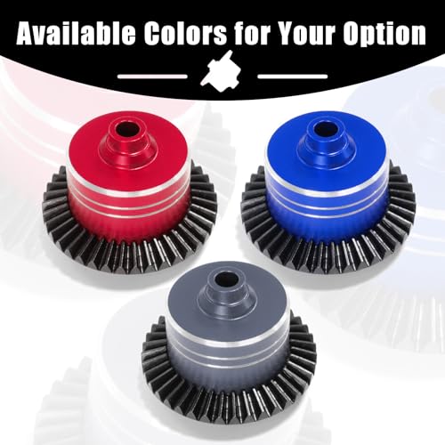 7075 Aluminum Differential Case with 45# Hardened Steel Differential Spur Gear and Bevel Gear, Diff Case & Gear Set Replace for #54875 Upgraded Parts for 1/10 Tamiya XV02 TT02 TT02B RC Car Titanium - color: Titanium