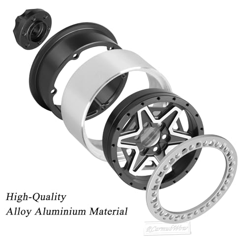 2.2" RC Beadlock Wheels, Aluminum Alloy Rims Compatible with 1/10 SCX10 Capra TRX4 Gen8 Everest Gen7 Pro AMG 6x6 Off-Road Truck,RCarmubWow 2.2 Beadlock Wheel for 1/10 Rock Crawler,Black - color: Black(4pcs)