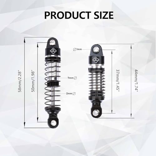 HobbyPlus Arktos Shocks For HobbyPlus CR18P Arktos 6x6 Upgrades | 59MM Long Travel Shock Absorber With Soft Hard Spring 1/18 RC Crawler