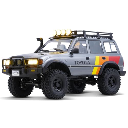 FMS 1/10 LC80 RC Crawler, FCX10 Toyota RC Rock Crawler with Lighting, Hobby Grade Offroad RC Car for Adults, RS Need to Complete (Grey) - color: Grey