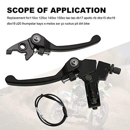 MDEOOSKY 7/8 Folding Clutch Brake Lever Perch with Clutch Cable (Black) | For 110/125/140/150cc SSR125 RFZ YZ Ruckus TaoTao DB17/27 Apollo DBX15/18/19 Z20 Xmotos Thumpstar Kayo Piranha Pit Dirt Bike - color: Black