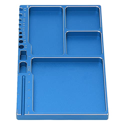 Magnetic Screw Tray, Aluminum Alloy RC Repair Tool Tray with Strong Magnetic Pad for Screws Nuts and Washers, Portable Magnetic Parts Tray for RC Cars Aircraft Helicopters (Blue) - color: Blue
