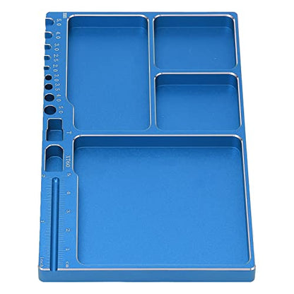 Oumefar Magnetic Screw Tray Aluminum Alloy Parts Holder with Magnetic Pad | 6.30 x 3.94 x 0.43in Small Portable Organizer for RC Repair Hobby Workshop Electronics Assembly