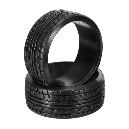 MECCANIXITY 2Pcs 1/10 RC On-Road Car Tyres, RC Drift Tire Hard Plastic Tyre Replacement for Remote Controlled Drifting Vehicles, Black