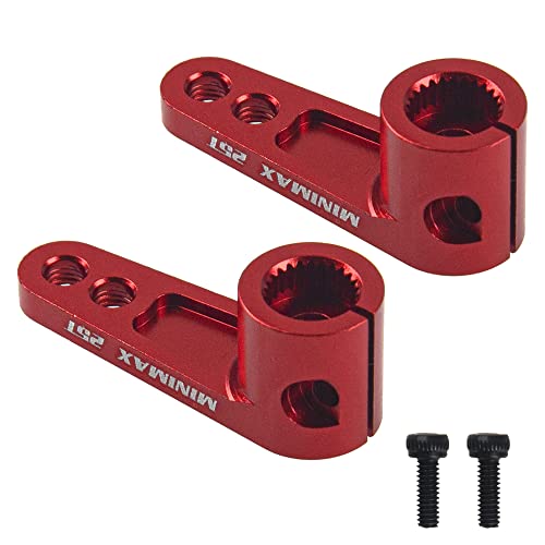 2Pack ShareGoo Metal 25T Servo Horn 25 Teeth Steering Arm Compatible with Futaba Savox Power HD Servos Motor Replacement for 1/8 1/10 RC Off-Road Crawler Drift Racing Car (Red) - color: Red