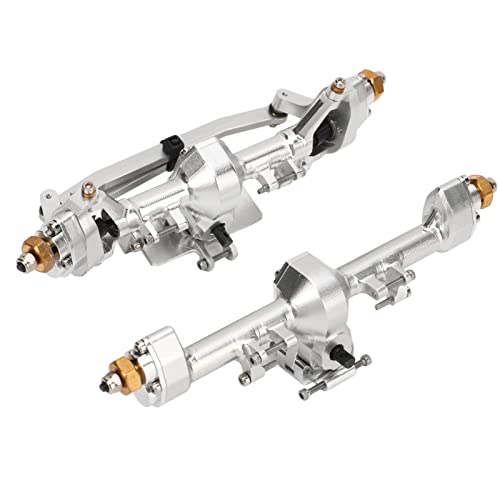 RiToEasysports SCX24 Portal Axle Upgrade Kit, CNC Machined Aluminum Alloy Front Rear Axle Assembly with Hardened Steel Gears for Axial 1/24 RC Crawler Car, Silver - color: Silver