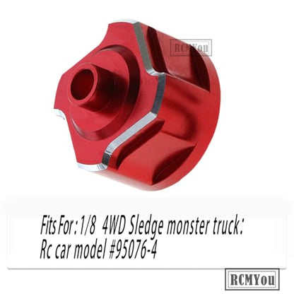RC Alloy Front Middle Rear Diff Housing Differential Gears Housing Universal Carrier Upgrades Part for 1/8 Sledge 4WD,Hops up for Sledge Monster Truck #95076-4,Replace #9581,Red - color: Red