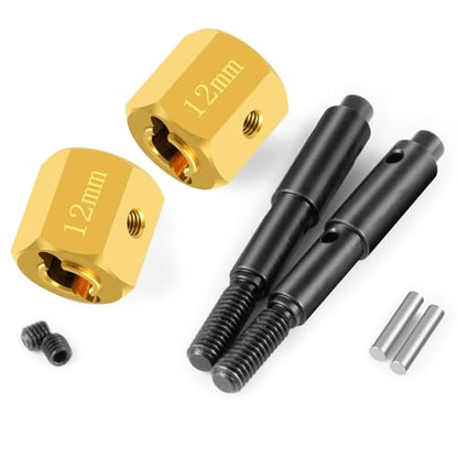 RC Brass Wheels Hex Hub 12mm Extension Hex Drive Adapter with Steel Stub Axle Counterweight Compatible with 1/10 Redcat Ascent Fusion Ascent RC Car Upgrade Parts (Thickness: 12mm) - color: Thickness: 12mm