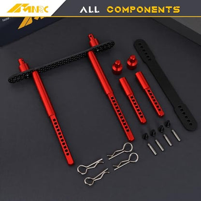 Alum Body Post Mount Front & Rear Shell Column for for Axial SCX10 II 90046 90047 1/10 RC Upgrades Part Red - color: Red