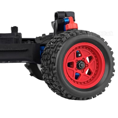 12mm Hex RC Truck Wheels and Tires for 1/18 Granite/1/18 Typhon RC Monster Truck Car,RC Drift Off Road Buggy Rally Truck Tires,4Pcs(Red) - color: Red - (4pcs Wheel)