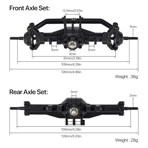 Trx4m Front and Rear Axles for 1/18 RC Upgrade Parts with Servo Mount & Links