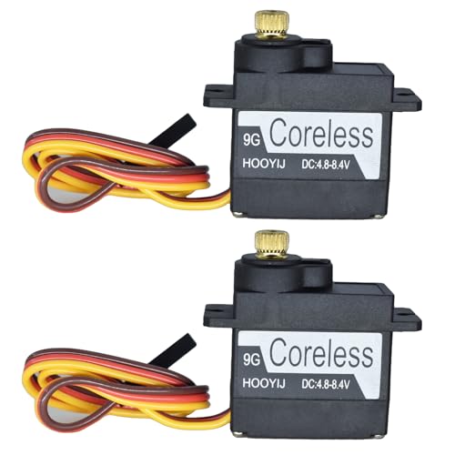 2Pcs 9g Coreless Servo Black, Full Metal Gear Micro RC Servo 4KG-CM Torque 4.8-8.4V for SCX24, Small Robotic Arms, RC Planes, or DIY Projects (180 Degree) - style: 2Pcs 180°