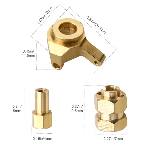 Hobbypark Brass Steering Knuckles Carriers and Brass Extended 7mm Wheel Hex Hubs Adapters for Axial SCX24 Upgrades Parts 1/24 RC Crawler Car (Gold) - color: Gold