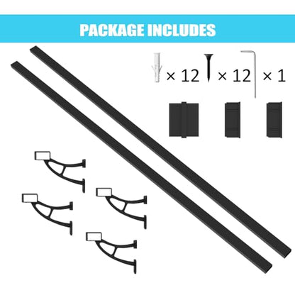 Foot Rail Kit–Wall Mounted Bar Railing Multiple Sizes (10 Feet) | Black Heavy Duty Metal Railing Hardware, Combined Installation and Sturdy Square Tube Design, for Restaurant, Bar,Office,Home - size: 10 Feet