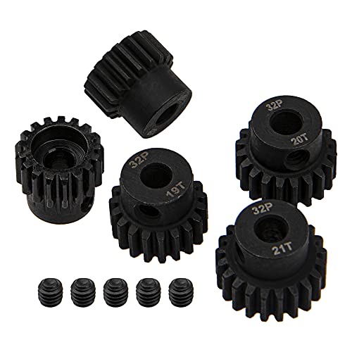5Pack ShareGoo Steel 32P 5mm Pinion Gear Sets 17T 18T 19T 20T 21T fit 5mm Shaft Compatible with HPI Kyosho Losi Axial Traxxas Tamiya 1/8 1/10 RC Car Monster Truck Buggy