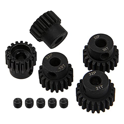 5Pack ShareGoo Steel 32P 5mm Pinion Gear Sets 17T 18T 19T 20T 21T fit 5mm Shaft Compatible with HPI Kyosho Losi Axial Traxxas Tamiya 1/8 1/10 RC Car Monster Truck Buggy