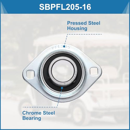 uxcell 2Pcs SBPFL205-16 Pillow Block Bearings 1" Bore Bearing Units Steel Flange Mounted Bearing Housing with Wrench - size: SBPFL205-16 (1" ID)