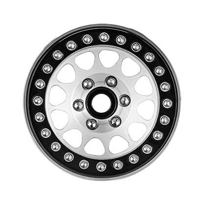 INJORA 1.9 Beadlock Wheel Deep Dish Negative Offset 10.4mm Wheel Rim for 1/10 RC Crawler Auto Axial SCX10 90046 AXI03007 TRX4 VS4-10 Gen8 MST CFX(Black＆Sliver) - color: Black＆silver