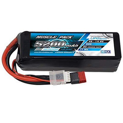 NHX Muscle Pack 4S 14.8V 5200mAh 50C Lipo Battery Dean-Style T Connector