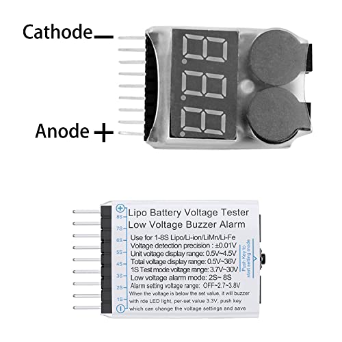 1-8s Lipo Battery Voltage Tester Low Voltage Buzzer Tester for RC Lipo Battery Pack