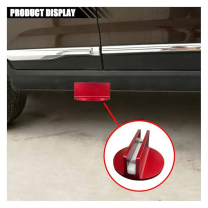 2PCS Universal Magnetic Jack Pad, 0.37" Slotted Aluminum Grooved Pad | Jack Puck Pinch, Pinch Weld Frame Rail Adapter with Large Slotted for Most Cars SUVs Trucks, Red - color: Red-2PCS