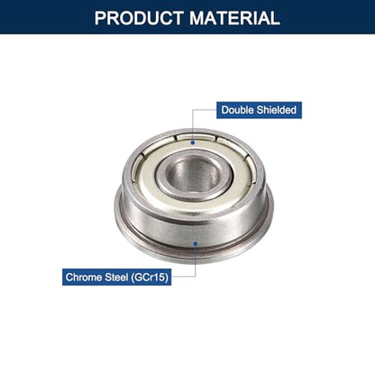 F609ZZ Flanged Ball Bearing, ID 9mm x OD 24mm x Width 7mm Miniature Bearings, Double Metal Shielded Deep Groove Bearings, Pre-Lubricated (GCr15) Chrome Steel 10pcs - size: F609ZZ 9mmx24mmx7mm