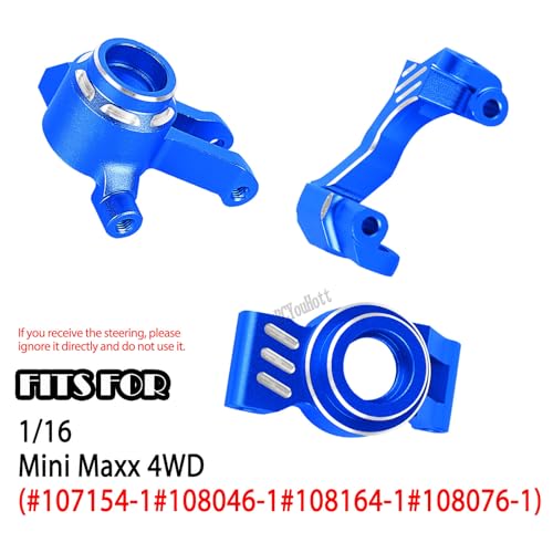 RC Aluminum Caster Block & Steering Blocks & Rear Stub Axle Carriers & Steering Bellcranks Upgrades Part for 1/16 Mini Maxx 4WD (Car Model:#107154-1#108046-1#108164-1#108076-1),Navy Blue - color: Navy Blue-(for 1/16）