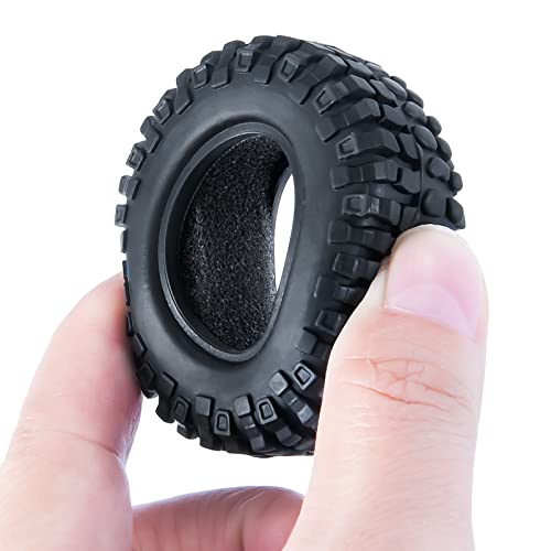 SWX 1.0 4Pcs Micro Rubber Tires for SCX24 1/24 RC Crawler Car 54mm | 1.0 Tires, Micro Rubber Tires, 54mm, SCX24, 1/24 Crawler, 4Pcs