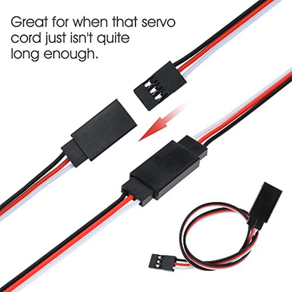 3-Pin RC Extension Cable Extension Cord Male to Famale Lead Extending Wire Set for Servo RC Planes Aircrafts and Cars System 5 Sizes 20PCS