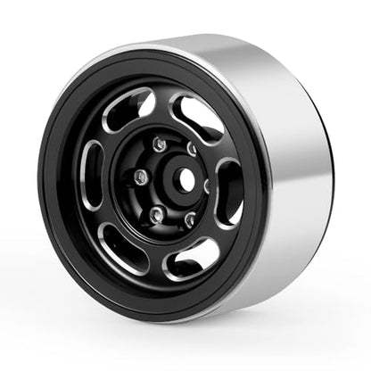 MOHERO 4Pcs 1.3 RC Beadlock Wheel Rims for 1/18 1/24 RC Crawler TRX4M Axial SCX24 Redcat Ascent-18 Upgrade Parts (Black) - color: Black