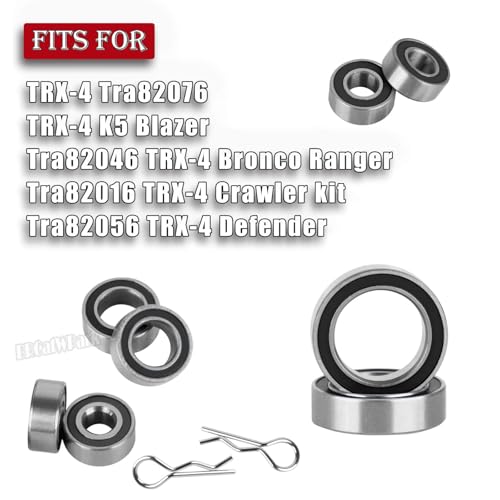 Steel Bearing Kit & Bearing Screw Kit Upgrades Part for TRX4/TRX-4 K5 Blazer/Bronco Ranger/Crawler kit Defender,RC Bearing Kit Rubber Seals Hops Up,Black - color: Black - (42 Pcs)