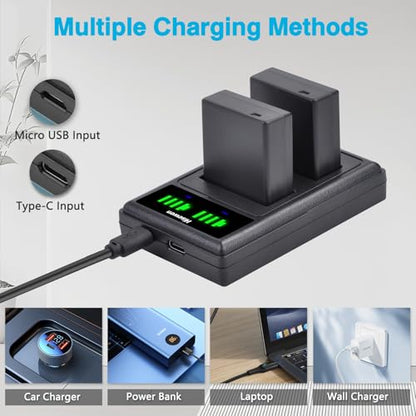 DMW-BLG10 DMW-BLG10PP DMW-BLE9 Battery and Dual Charger for Panasonic Lumix DMC-GX85 DMC-GX80 DMC-ZS60 DMC-ZS100 DMC-GF3 DMC-GF5 DMC-GF6 DMC-GX7K DMC-LX100K DC-GX9 DC-ZS80 DC-G100 DC-ZS200