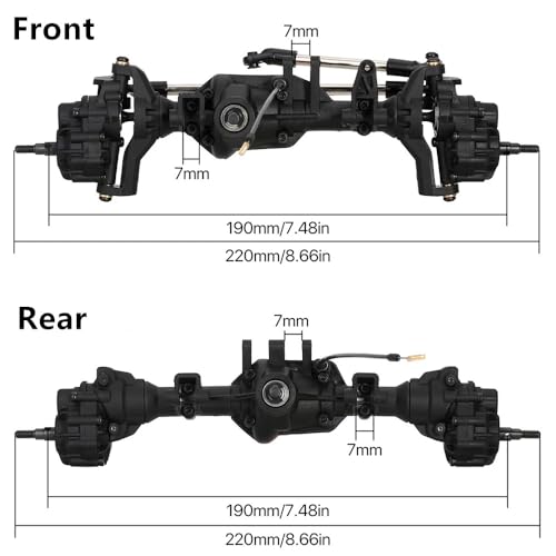 TRX-4 Portal Axle Set Upgrade, Complete Nylon Front Rear Axles with Differential Lock for 1/10 RC Car Crawler TRX-4 Defender Bronco TRX4 Chassis DIY