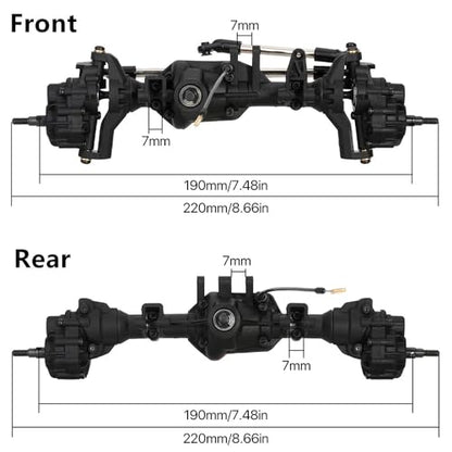 TRX-4 Portal Axle Set Upgrade, Complete Nylon Front Rear Axles with Differential Lock for 1/10 RC Car Crawler TRX-4 Defender Bronco TRX4 Chassis DIY