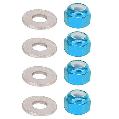 RC Car Wheel Nut, 4 Pcs 3mm RC Off-Road Vehicle Wheel Hex Lock Nut Fit Tire Nut Upgrade Accessory for 1/14 144001 RC Car (Blue A949-49R)