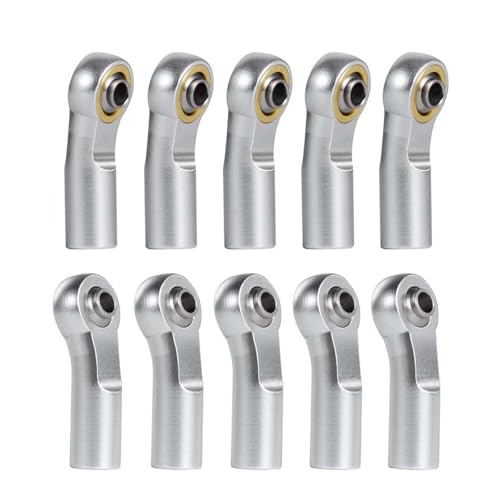 20pcs Aluminum Link Rod End Joint M3 Metal Ball End Head Holder Tie for 1/10 RC Axial SCX10 90046 (Silver)