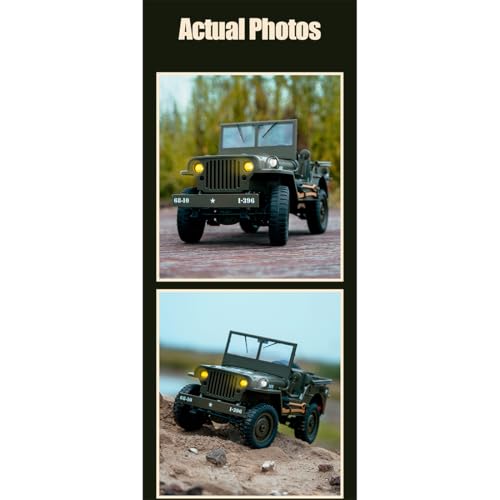 1/10 Scale 4WD RC Crawler, 2.4GHz 4x4 Military Off-Road RC Monster Truck with LED Lights, Dual Motors & DIY Interior for Hobbyists - color: Army Grey