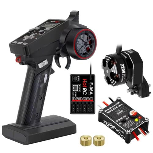 GOUPRC Racing CT-6A RC Transmitter 6 Channels 2.4GHz and Receiver with 2204 2400KV Brushless Outrunner Transmission Motor & 30A Brushless ESC Combo for SCX24 RC Crawler Axial 1/24 RC Car Crawler - style: 6CH Transmitter & Receiver kit