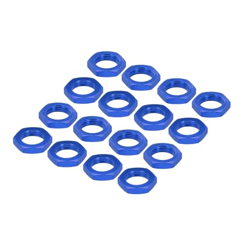 MECCANIXITY Aluminum 17mm x 4mm M12x1.0mm Hex RC Wheel Nut for 1/8 RC Model Car Trucks Off Road Car Upgraded Parts Pack of 16 (Dark Blue) - color: Dark Blue