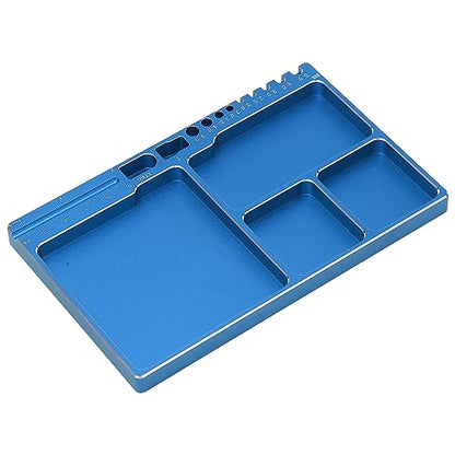 Oumefar RC Repair Screw Tray, Magnetic Parts Tray Magnet Screws Holder Sturdy Magnetic Screw Holder Tray Large Space Portable Size for RC Car(Blue) Tools