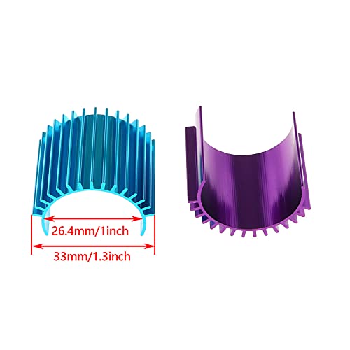 DGZZI 380 Motor Heat Sink 2PCS Aluminium Alloy Heatsink Cooling Fins for RC 370 380 385 390 395 Size Brushed Brushless Motor Purple and Blue