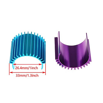 DGZZI 380 Motor Heat Sink 2PCS Aluminium Alloy Heatsink Cooling Fins for RC 370 380 385 390 395 Size Brushed Brushless Motor Purple and Blue