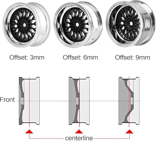 1/10 Drift Wheels Tires Set,AMZSTAR 4PCS 63mm RC Hard Tyre with Plastic Wheel Rims 12mm Hex for 1/10 RC On Road Racing Touring Drifting Car for Tamiya TT01 HSP HPI Kyosho (Blue Silver,Offset:6mm) - color: Blue Silver,offset:6mm