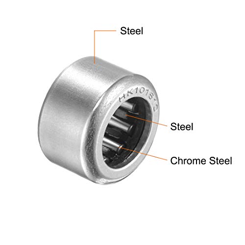 uxcell HK121712 Needle Roller Bearings 12mm Bore 17mm OD 12mm Width Chrome Steel Open End 10pcs - size: 12x17x12mm