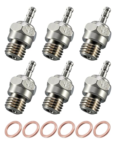 6-Pack 70117 RC Glow Plug No.4 Replace OS 8 | N4 Spark Nitro Engine Parts Fit for Traxxas HPI HSP Kyosho 1/8 1/10 RC Car Truck Buggy, Hot Glow Plug - size: No.4
